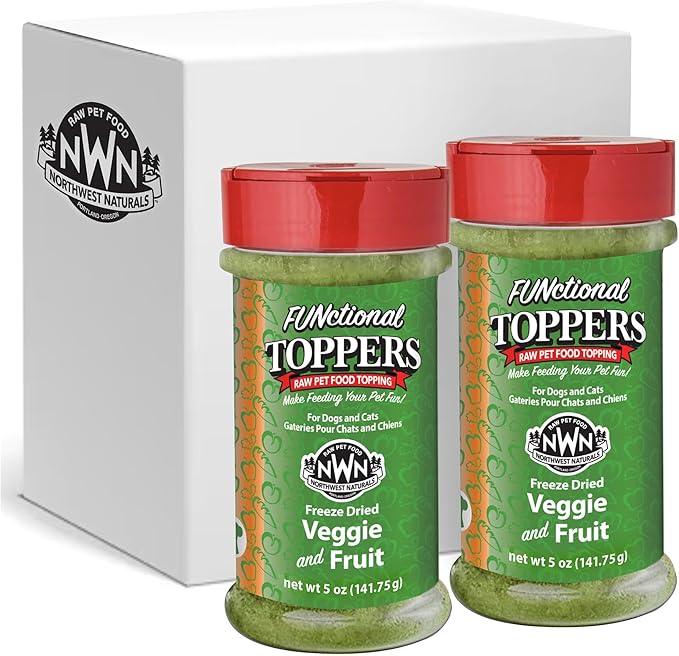 Northwest Naturals Freeze-Dried Veggie & Fruit Functional Topper - for Dogs & Cats - Healthy, Limited Ingredients, Human Grade Pet Food, All Natural - 5 Oz (Pack of 2)