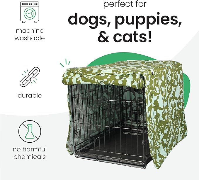 Molly Mutt Amarillo by Morning Dog Crate Cover, 100% Cotton Canvas Cover with 2 Roll-Up Panels, Ideal for Dog or Cat Crate, Durable, Washable, and Free of Harmful Chemicals, 30" x 21" x 24"