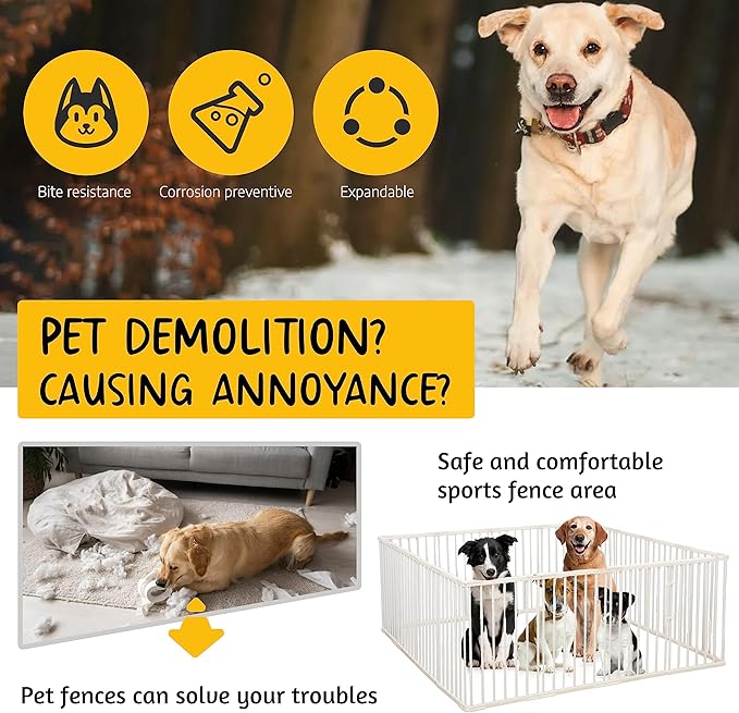 Pet Playpen Outdoor/Indoor, 28 inch Height Portable Dog Pen Dog Fence Exercise Pen with Doors for Dogs, Rabbits Kennel Crate Fence Tent Pet Puppy Playpen for Camping, RV, Yard(68*68*28 inch/16 Panels)