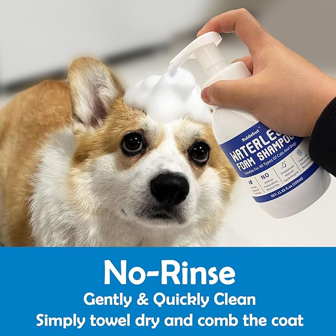 Dog Dry Shampoo - No Rinse Dog & Puppy Shampoo - Cleans, Deodorizes, Condition, and Smoothes Coat - Formulated to be Gentle for All Furry Pets - 11.83 oz (Large Size)