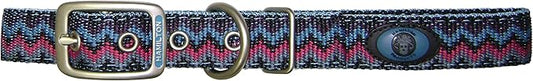 Hamilton Double Thick Nylon Deluxe Dog Collar with Brushed Hardware Finish, 1-Inch by 22-Inch, Ocean Weave