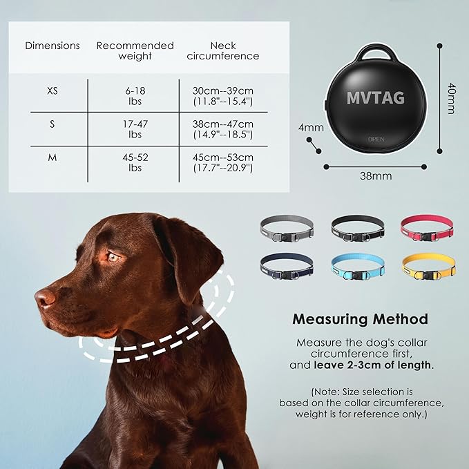 Dog Tracker GPS Collar No Monthly Fee, Real-Time Mini Pet Tracker for Small Medium Large Dogs, Reflective Waterproof Dog Tracking Collar with Bell, Indoor & Outdoor (Only for iOS)