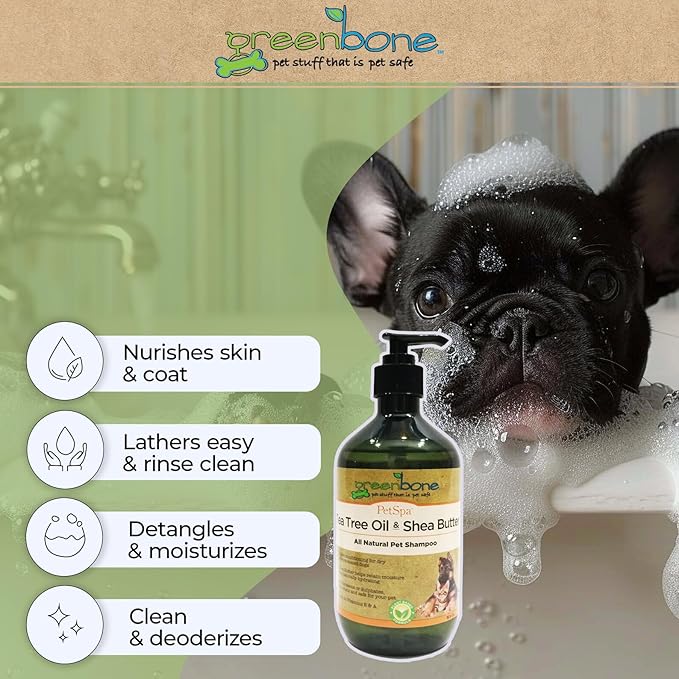 Pet Spa All-Natural Plant-Based Shampoo - Tea Tree Oil & Shea Butter - Naturally Deodorizing & Hydrating