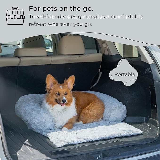 Best Friends by Sheri Calming Blanket with Bolster Dog Blanket, Gray, Medium