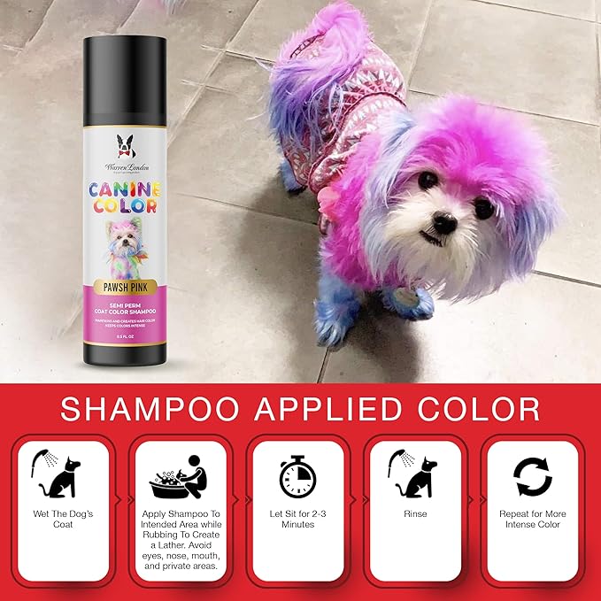 Canine Color Semi Perm Coat Color Shampoo for Dogs by Warren London | A Longer Lasting Option to Dog Hair Dye Temporary Coloring | Wash-in Pet Safe Dye for Dogs, Horses, Rabbits! Lilac-ing My Paws