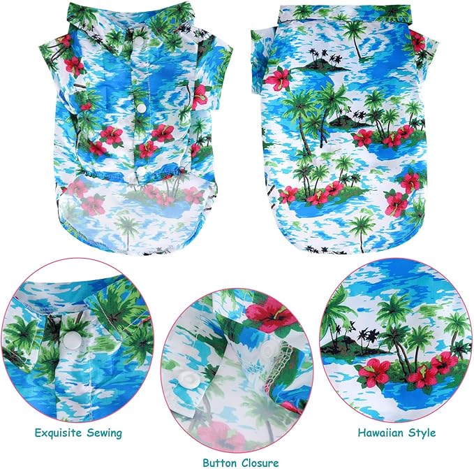 3 Pieces Pet Hawaiian Costume Summer Shirts Sunglasses and Wreath for Small to Medium Dog Cat (X-Large)