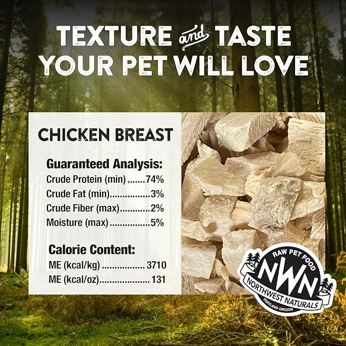 Northwest Naturals Raw Rewards Freeze-Dried Chicken Breast Treats for Dogs and Cats - Bite-Sized Pieces - Healthy, 1 Ingredient, Human Grade Pet Food, All Natural - 10 Oz