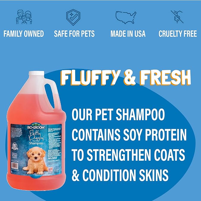 Bio-Groom Fluffy Puppy Tear-Free Shampoo- Dog Bathing Supplies, Puppy Shampoo, Cat & Dog Grooming Supplies for Sensitive Skin, Cruelty-Free, Made in USA, Tearless Products - 1 Gallon