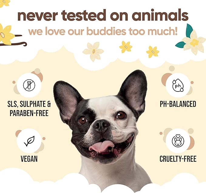 Vanilla & Shea Butter Dog Conditioner (16.90oz) Aloe Vera, Argan Oil & Pro Vitamin B5 to Detangle Matted Coats & Relieve Sensitive & Itchy Skin, Suitable for Puppies from 8 Weeks, Vegan