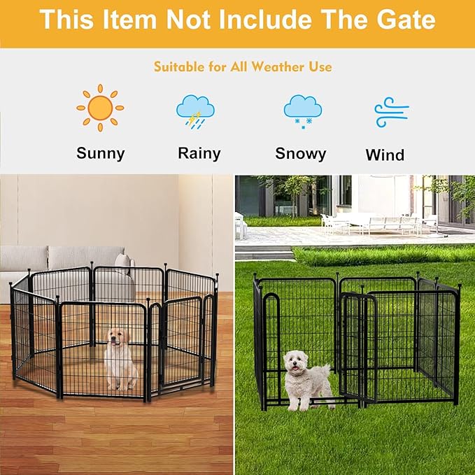 Garden Fence 40 Inch 14 Panels Without Gate, Low Threshold Total 31 Ft(l) Garden Fence for Yard and Dog, Black Dog Pen Wide Door, Be Suitable for Inside and Outside
