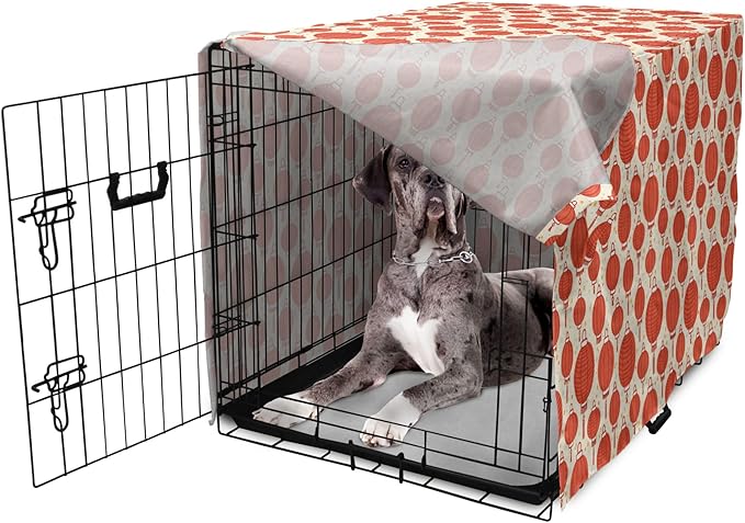 Lunarable Oriental Dog Crate Cover, Folk Lamps Cartoon Style Cheerful Pattern with Chinese Ethnicity, Easy to Use Pet Kennel Cover for Medium Large Dogs, 48 Inch, Pale Yellow and Vermilion