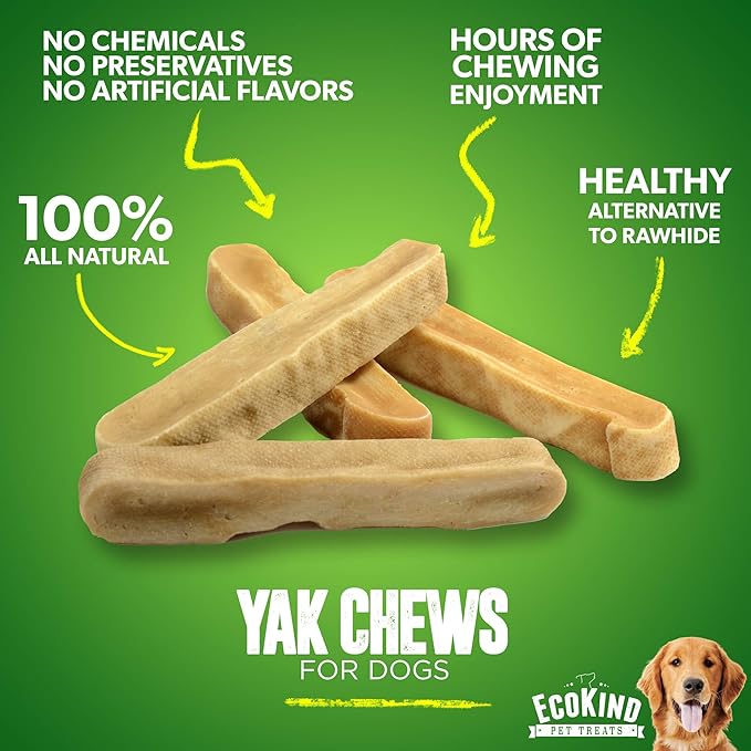 EcoKind Premium Gold Yak Cheese Himalayan Dog Chews, Healthy Dog Treats, Yak Chews for Small Dogs, All Natural, Long Lasting Dog Chew for Aggressive Chewers, High Protein Puppy Treat, Small - 4 Chews