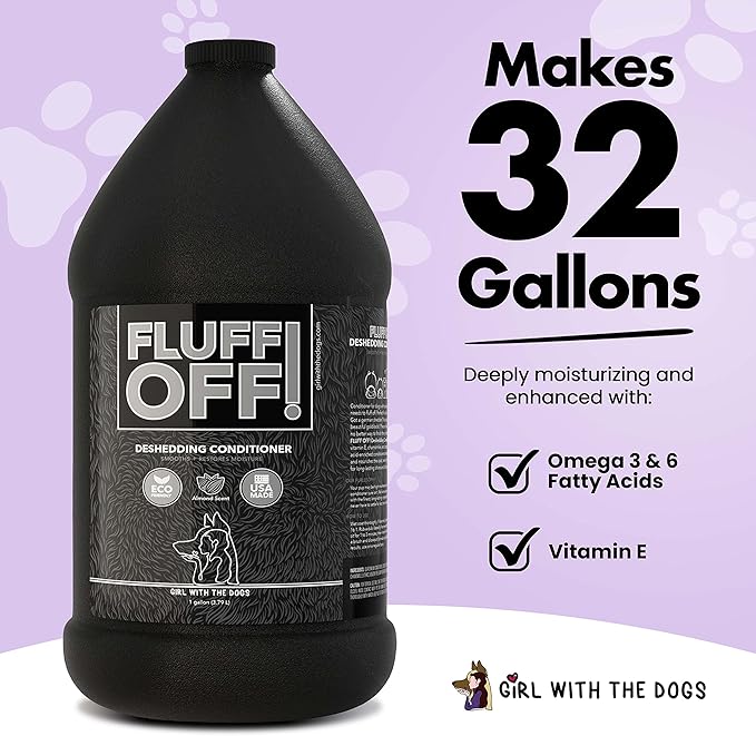Fluff Off! by Girl With The Dogs, Natural Deshedding Dog & Cat Shampoo and Conditioner, 1 Gal Bundle