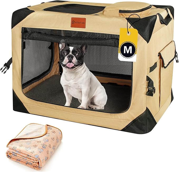 Collapsible & Foldable Travel Dog Crate - Soft, Portable for Medium Dogs, 30 x 21 x 21 Inch