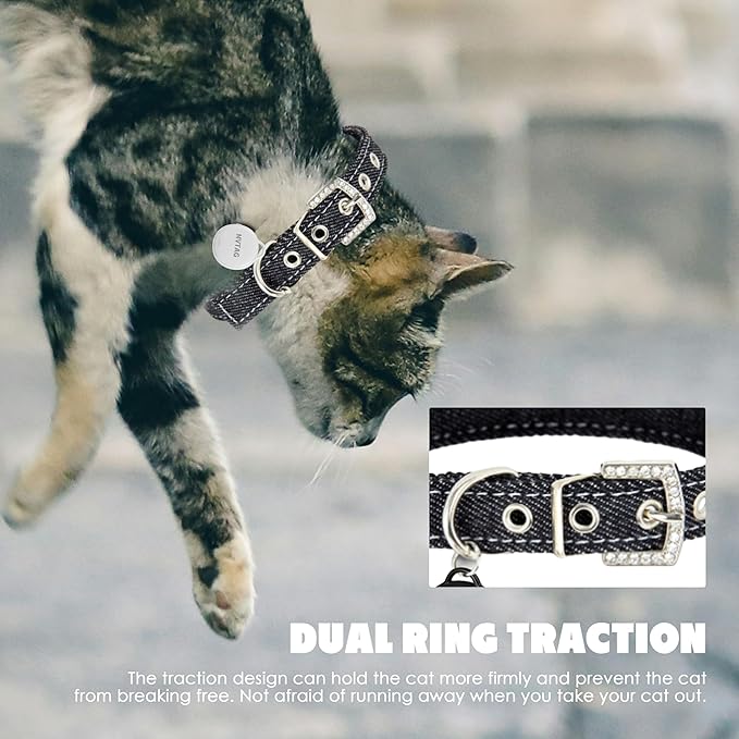 Cat Tracker GPS Collar No Monthly Fee, Real-Time Mini Pet Tracker for Small Medium Large Kittens, Reflective Waterproof Cat Tracking Collar with Bell, Indoor & Outdoor (Only for iOS)