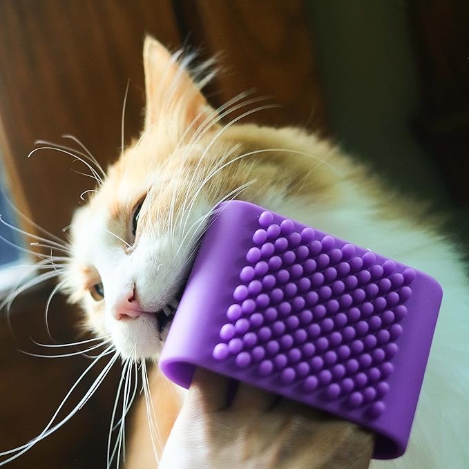 MiMu Silicone Pet Brush - Purple Deshedding Brush for Routine Deep Cleaning and Massaging Wet or Dry Dog Shedding Tool