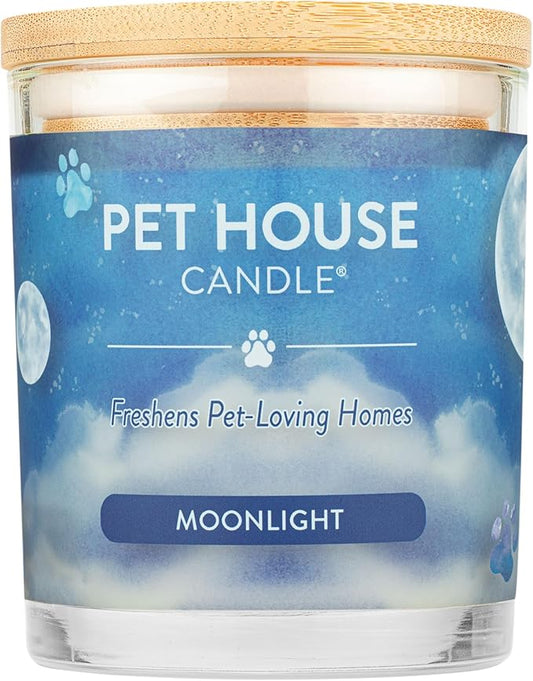 One Fur All Pet House Candle Plant-Based/Soy Candle - Clean Burning Scented Candles, Long Lasting Pet Odor Candle for Home - Moonlight