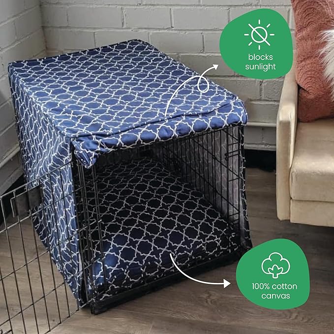 Molly Mutt Romeo & Juliet Dog Crate Cover, 100% Cotton Canvas Cover with 2 Roll-Up Panels, Ideal for Dog or Cat Crate, Durable, Washable, and Free of Harmful Chemicals, 24" x 18" x 21"
