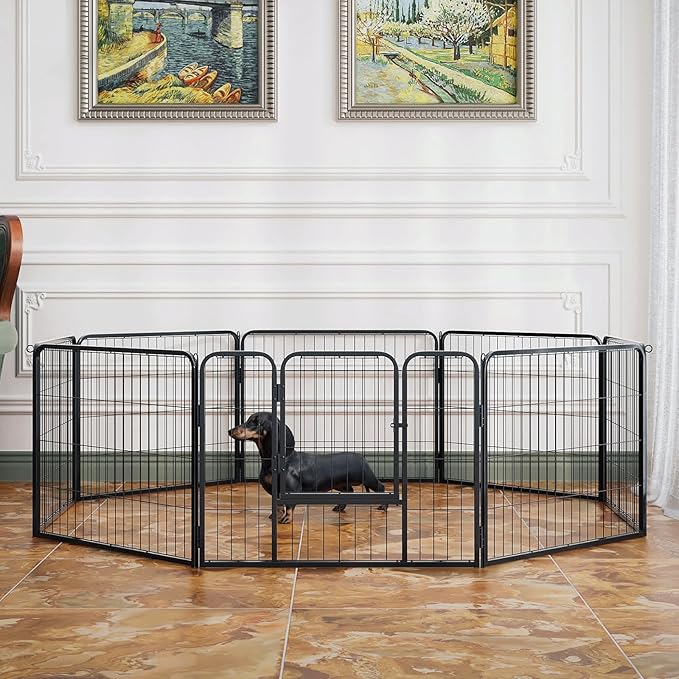 MoNiBloom Dog Playpen Outdoor, 24" Height 8 Panels Heavy Duty Metal Dogs Pen for Small Animals Pet Exercise Pen for RV Camping Yard