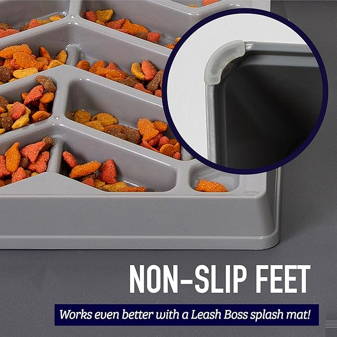 Leash Boss Slow Feeder Dog Bowl for Flat Face Breeds, Tilted Slow Feed Bowl for Dogs & Cats, Slanted Maze Food Bowl for French Bulldogs, Pugs, Boston Terriers, Flat Face Dog Bowls Large