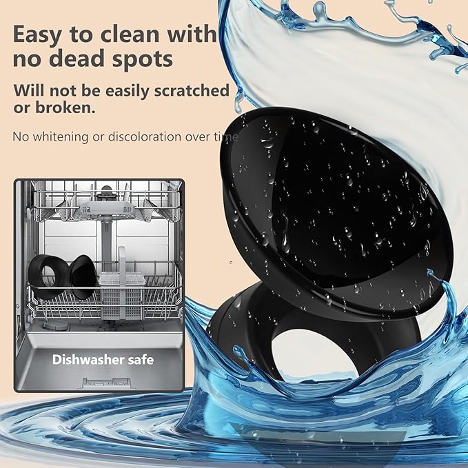 Bulldog Bowl Anti-Slip Dog Cat Dish Detachable Ceramic Dog Bowl Pet Sterile Tilted Pet Feeder Slope Base (Black Ceramic, 2 Cup)