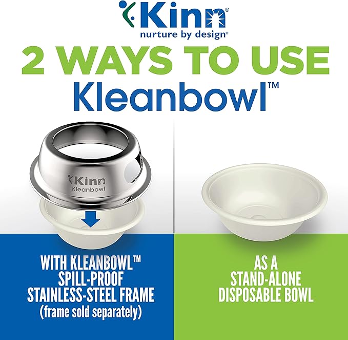 Kinn Kleanbowl Disposable Dog Food Bowls, 8 oz (Pack of 50) - Frame System Refills, Use for Travel, Boarding, or Crate, Compostable Pet Travel Bowl, No Plastic, Leakproof, Portable Dog Dish