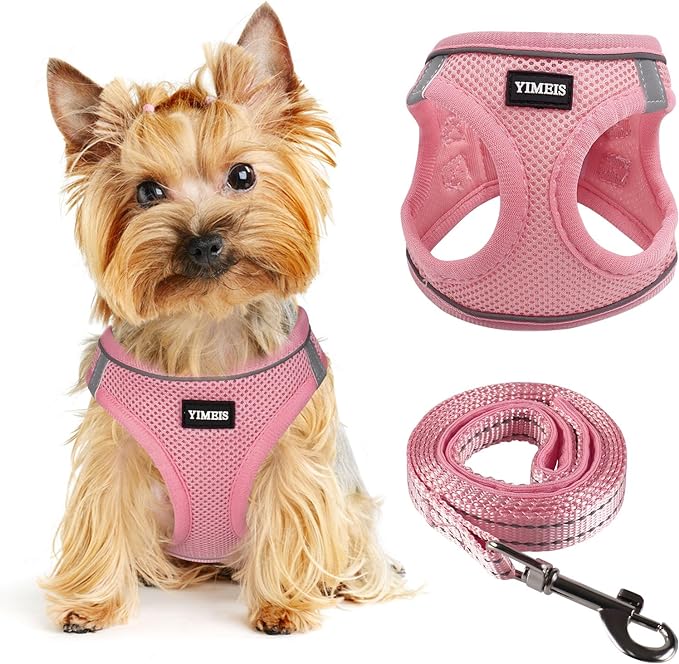 Dog Harness for Small Dogs, Small Dog Harness and Leash Set, Honeycomb Grid, Reflective Lightweight Harness & Anti-Twist Pet Lead,Dog Harness(Multi Color, Size: XS-S-M) (S, Pink)