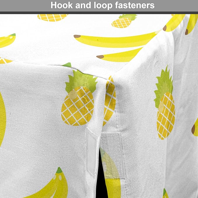 Lunarable Yellow Pineapple Dog Crate Cover, Continuous Ananas and Banana Tropical Fruits Print, Easy to Use Pet Kennel Cover for Medium Large Dogs, 48 Inch, Yellow Green Yellow