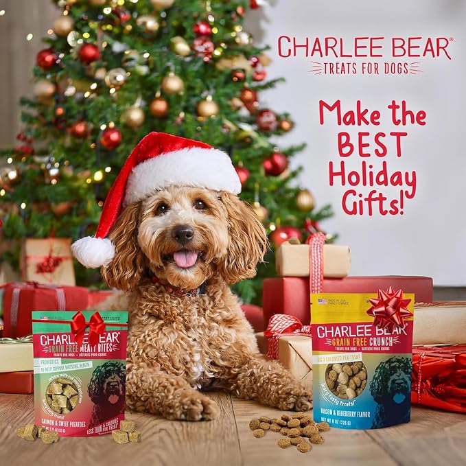 Charlee Bear Dog Treats Small Dogs Training Treats, Crunchy Low Calorie Grain Free Dog Treats, USA Made, Best for Small-Medium Breeds, Puppy Training Treats, Chicken, Pumpkin, Apple, 2 Pack, 8oz Each