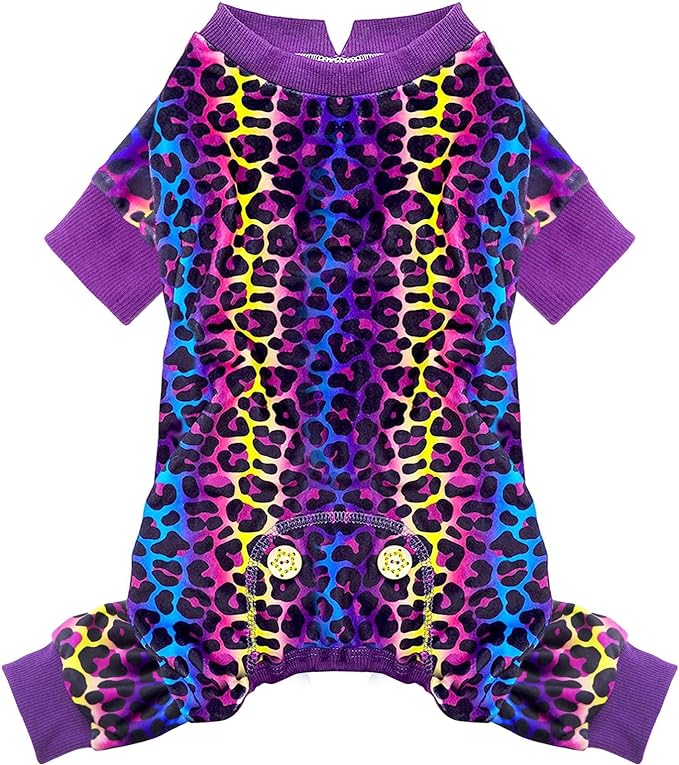 KYEESE Dog Pajamas Velvet Dog Pajamas Small Sized Dogs Dogs Pjs with Leopard Pattern Soft Doggie Jammies Stretchy Doggie Clothes Puppy Onesie Comfy Pet Coat Pet Costume, X-Small