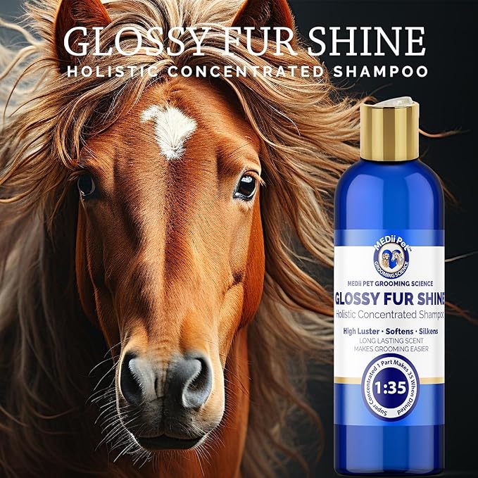 Concentrated Glossy Fur Shine - Professional Grooming Conditioner & Hair Detangler Spray for Dogs & Horses, Makes 4 Gallons, 16oz
