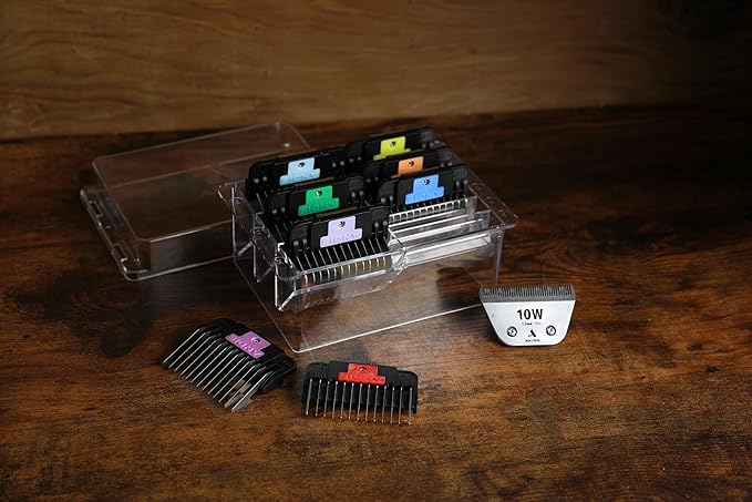 Andis 561475 Premium Clip Animal Comb Set – Built with Plastic, Includes 8 Color Coded Combs of Different Sizes, Attach Comb, All Coat Types, Multicolor