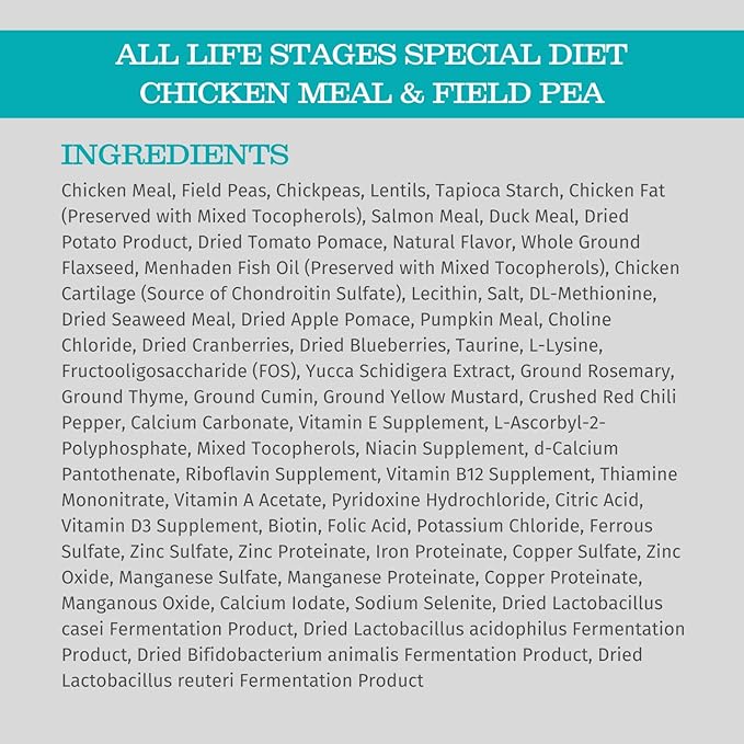 Blackwood Special Diet All Life Stages Dry Dog Food, 15Lb., Chicken Meal & Field Pea Recipe, with Superfood Ingredients, Grain Free Dog Food