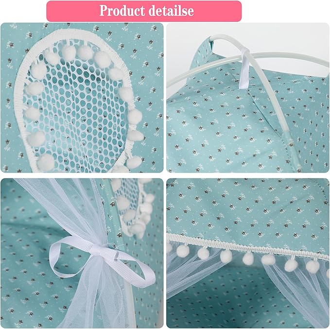 Gigreinc Cat Princess Indoor Tent House Pet Dog Cute Flower Cave Nest Bed Kitten Tent Suitable for Samll Dogs (M:38x38x36cm/15x15x14inch, Flower Green)