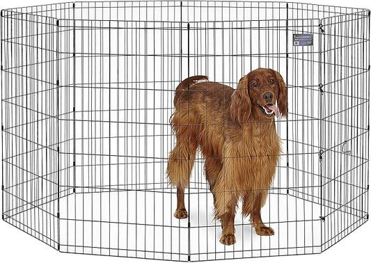 MidWest Homes for Pets Dog Exercise Pen & Playpen, 24" W x 42" H, with Door, Black