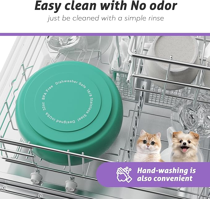 COKTIK Dog Bowl, Insulated Stainless Steel Food Bowls for Dogs & Cats, Non-Slip Dog Bowls Water Bowl Large Breed, Easy to Clean, Durable and Dishwasher Safe (64oz, Silver)