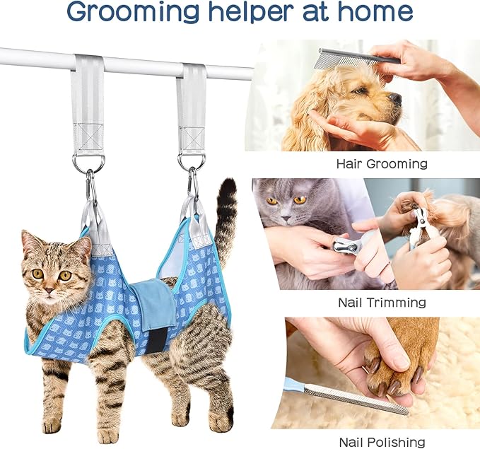 Pet Grooming Hammock for Cats & Dogs, Dog Grooming Hammock Harness, Dog Sling for Nail Clipping/Trimming (X-Small)