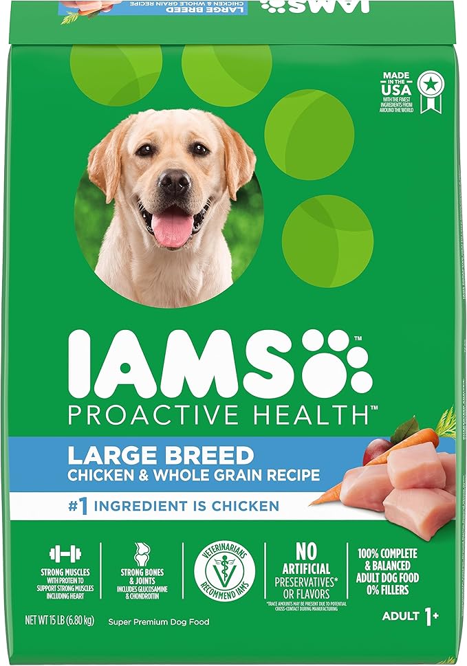 IAMS Proactive Health Large Breed Adult Dry Dog Food with Real Chicken, 15 lb. Bag