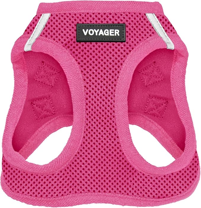 Voyager Step-in Air Dog Harness - All Weather Mesh, Reflective, No Pull Harness for Small, Medium Dogs, Cats - Secure with Hook & Loop Fastener, Buckle, Double D-Rings - Fuchsia, XS