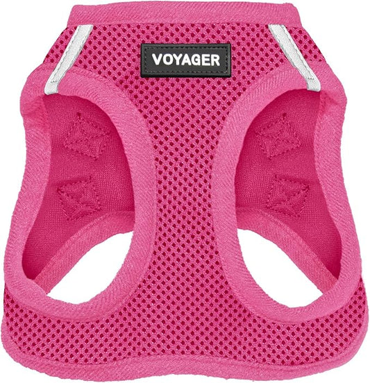 Voyager Step-in Air Dog Harness - All Weather Mesh, Reflective, No Pull Harness for Small, Medium Dogs, Cats - Secure with Hook & Loop Fastener, Buckle, Double D-Rings - Fuchsia, XS