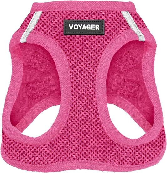 Voyager Step-in Air Dog Harness - All Weather Mesh, Reflective, No Pull Harness for Small, Medium Dogs, Cats - Secure with Hook & Loop Fastener, Buckle, Double D-Rings - Fuchsia, M