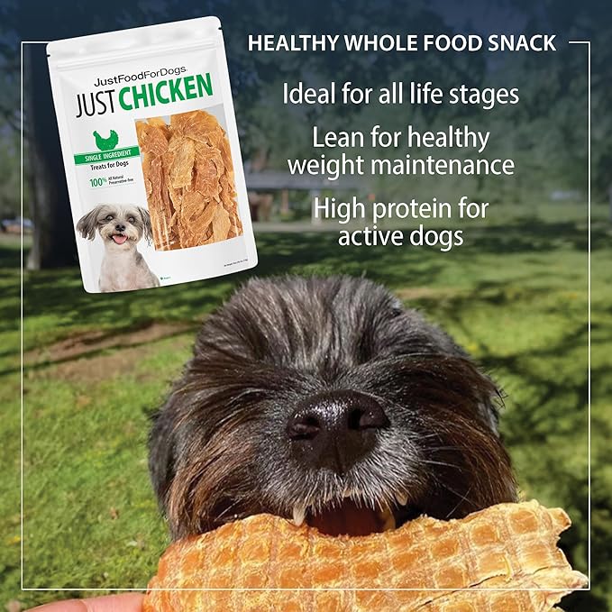 JustFoodForDogs Snack for Dogs, Single-Ingredient Chicken Healthy Dog Treats, 18 oz
