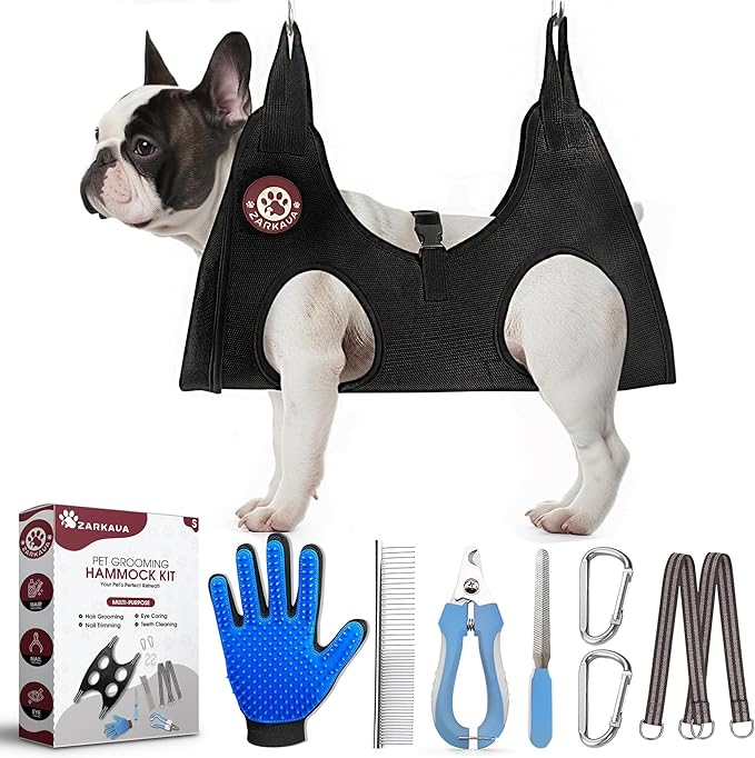 Dog Grooming Hammock for Small Dogs, 45 lbs | 5-in-1 Grooming Hammock with a Glove | Small Dog Grooming Hammock - Dog Harness for Nail Trimming - Pet Grooming Hammock for Dogs at Home