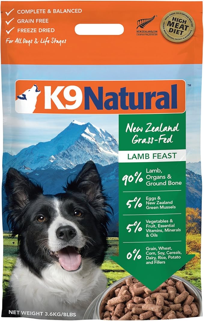 K9 Natural - Grain Free Freeze Dried Dog Treats - Lamb, 8lb