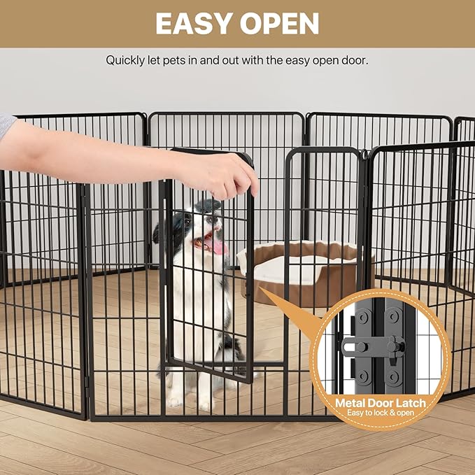 MoNiBloom Dog Playpen Outdoor, 32" Height 10 Panels Heavy Duty Metal Dogs Pen for Medium/Small Animals Pet Exercise Pen for RV Camping Yard