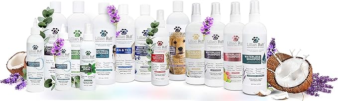 Lillian Ruff Ultra-Brightening Professional Whitening Shampoo for Dogs with Aloe & Coconut Oil for Dry Skin & Itch Relief - pH-Balanced Dog Whitening Shampoo Remove Stains, Yellowing, & Odor (16oz)