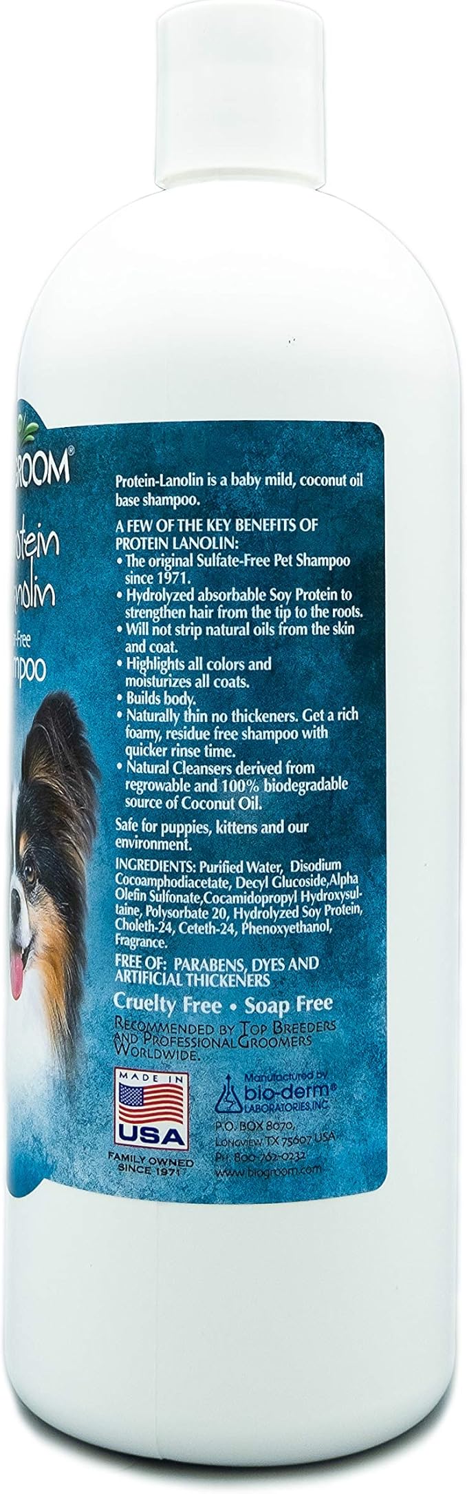 Bio-Groom Protein Lanolin Dog Shampoo - Tear-Free Pet Shampoo, Dog Bathing Supplies, Puppy Wash, Cat & Dog Grooming Supplies, Cruelty-Free, Made in USA, Tearless Dog Products - 32 fl oz 1-Pack