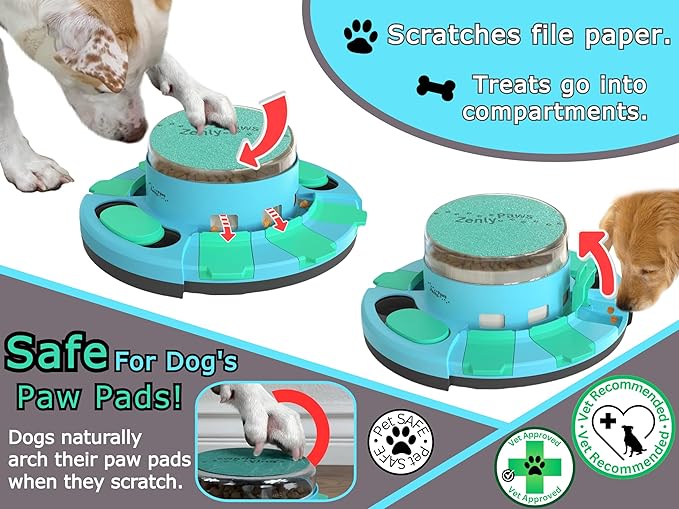 Nail File Toy, Dog Scratch Pad for Nails, Dog Nail Scratch Board, Scratching Board for Dogs, Scratching Pads Files Scratcher Slow/Puzzle Feeder W/Treat Box Dispenser Trimmer Grinder Filer