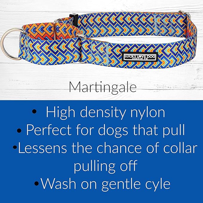 Lucky Love Dog Wide Dog Collar - Adjustable, Durable, Soft Webbing, & Comfortable 1.5 inch Wide Collar for Dogs Male and Female - in Murphy Pattern with Strong Buckle, Large Size