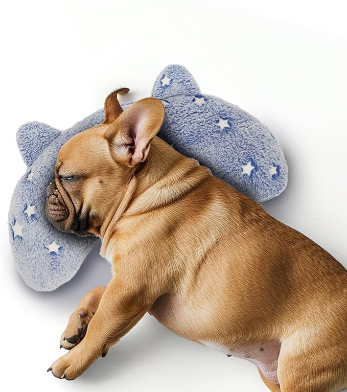 Dog Pillows for Medium Dogs, Glow in The Dark Soft Dog Neck Pillow, U-Shaped Pillow for Cat and Dog, Machine Washable Dog Toy & Dog Birthday Gift (Glow Blue, M)